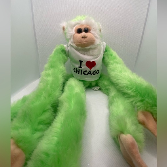 Vintage “I ❤️ Chicago” Plush Talking Hanging Green Monkey - Picture 3 of 4